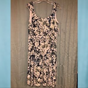 NWT 14 Spring Floral Blue Green Wht Blk Slip Dress